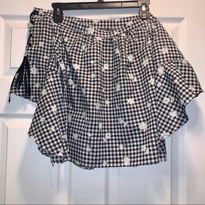 Takara Small Black and White Gingham Off Shoulder
